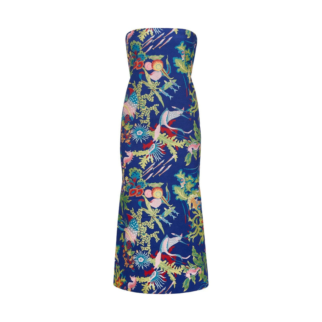 Strapless A-Line Dress in Blue Under The Sea