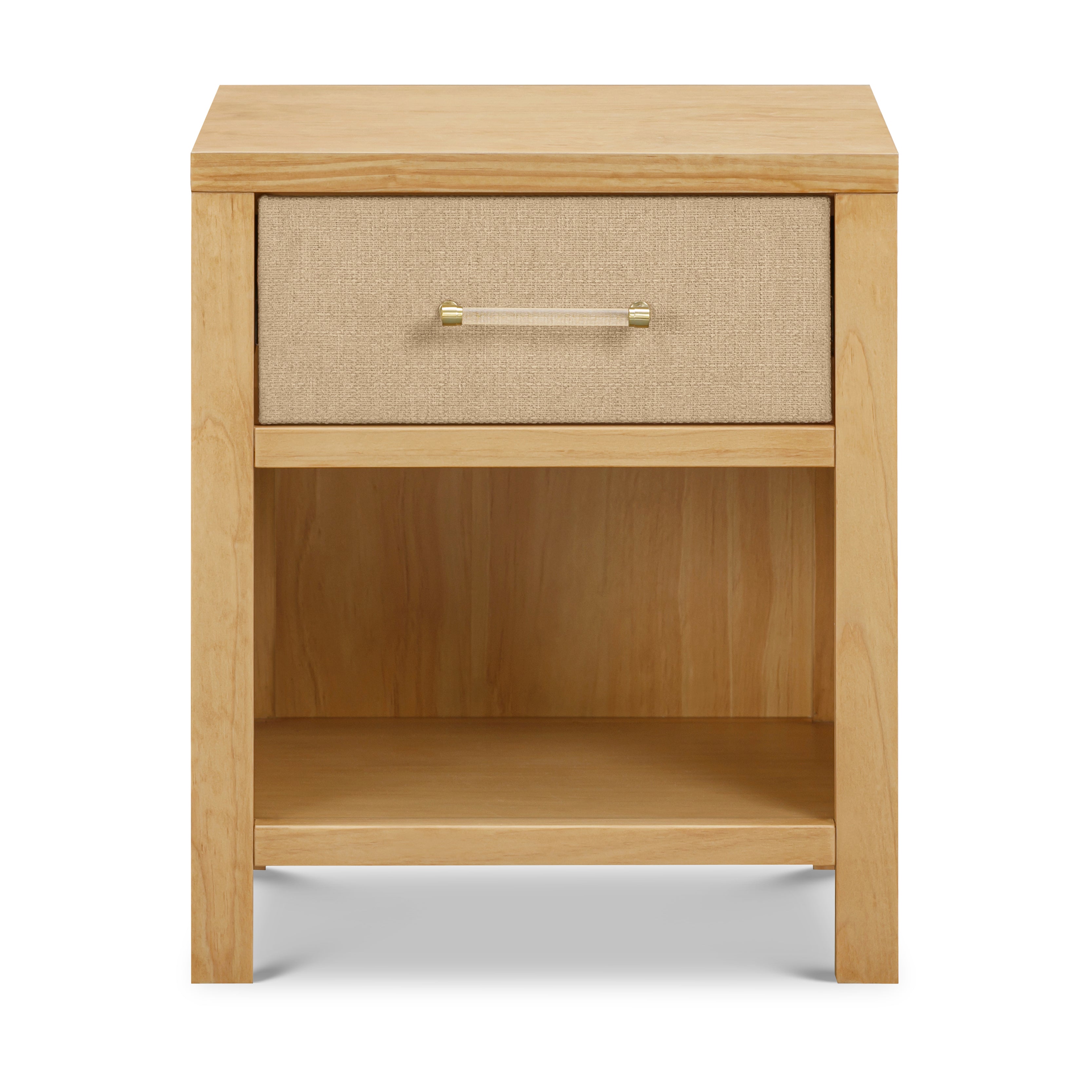 Eloise Assembled Nightstand in Honey and Performance Sand Eco-Weave