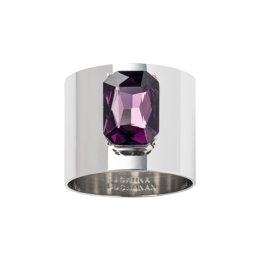 Single Gem Napkin Ring in Amethyst, Set of Two