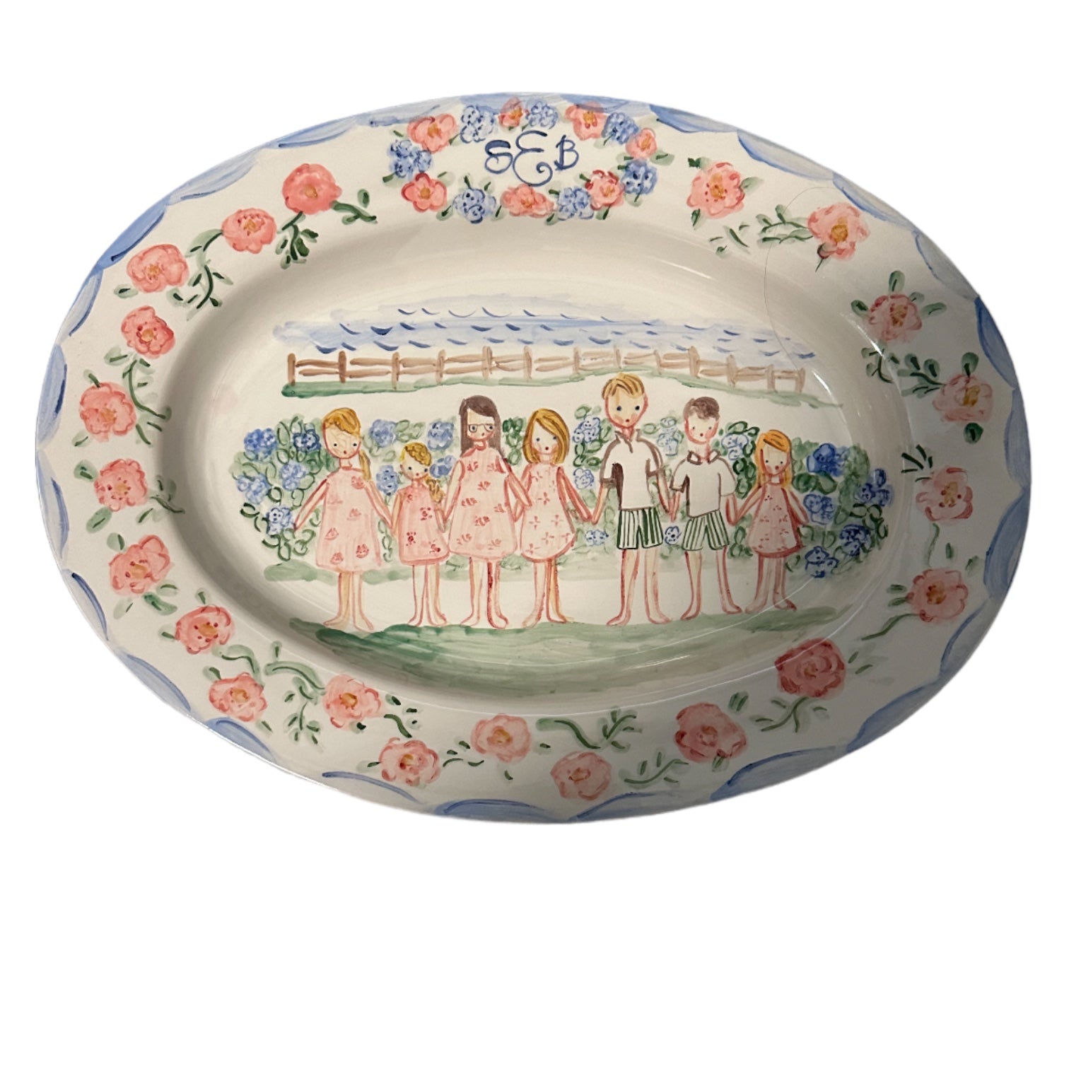 Large Custom Platter - Family and flowers - Premium Platter from Tricia Lowenfield Design