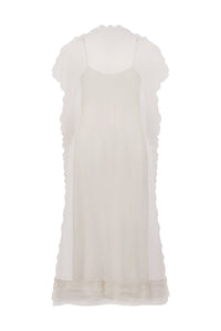 Silk Organza Sack Dress with Scalloped Edge in Ivory