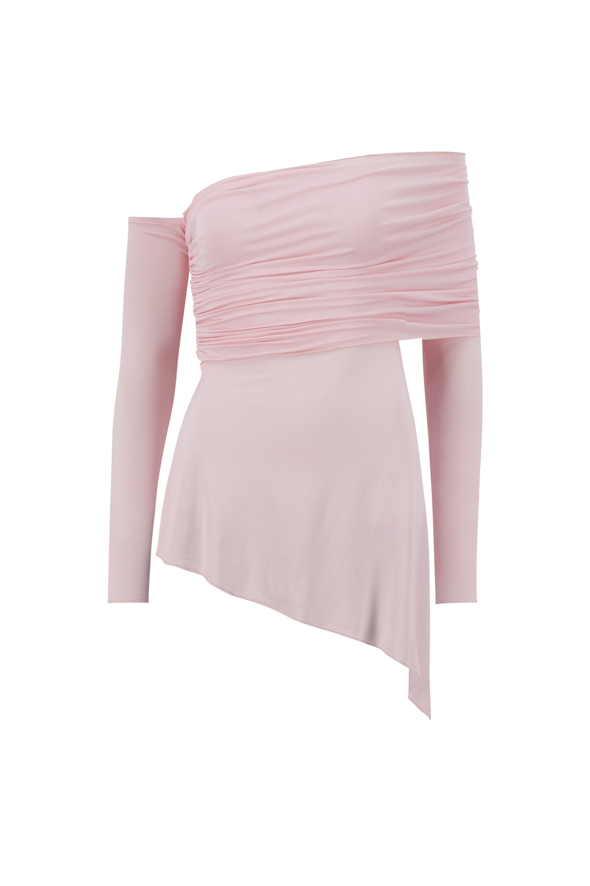 Jersey One-Shoulder Draped Top in Camellia