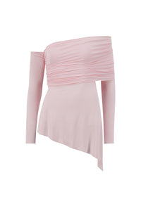 Jersey One-Shoulder Draped Top in Camellia
