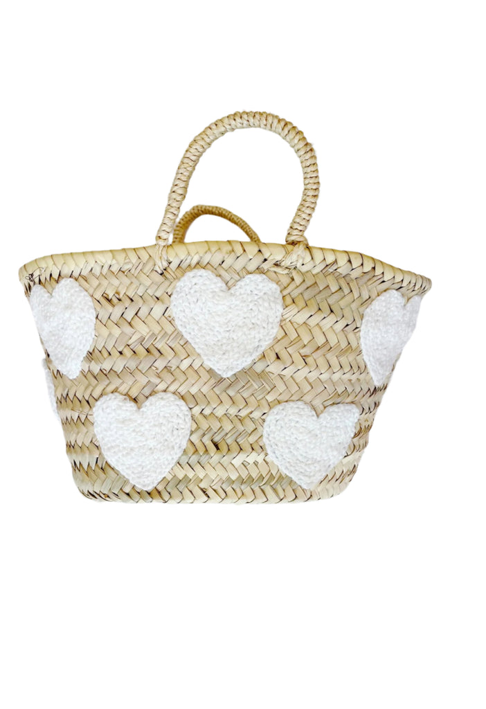 Mini White Heart Basket
