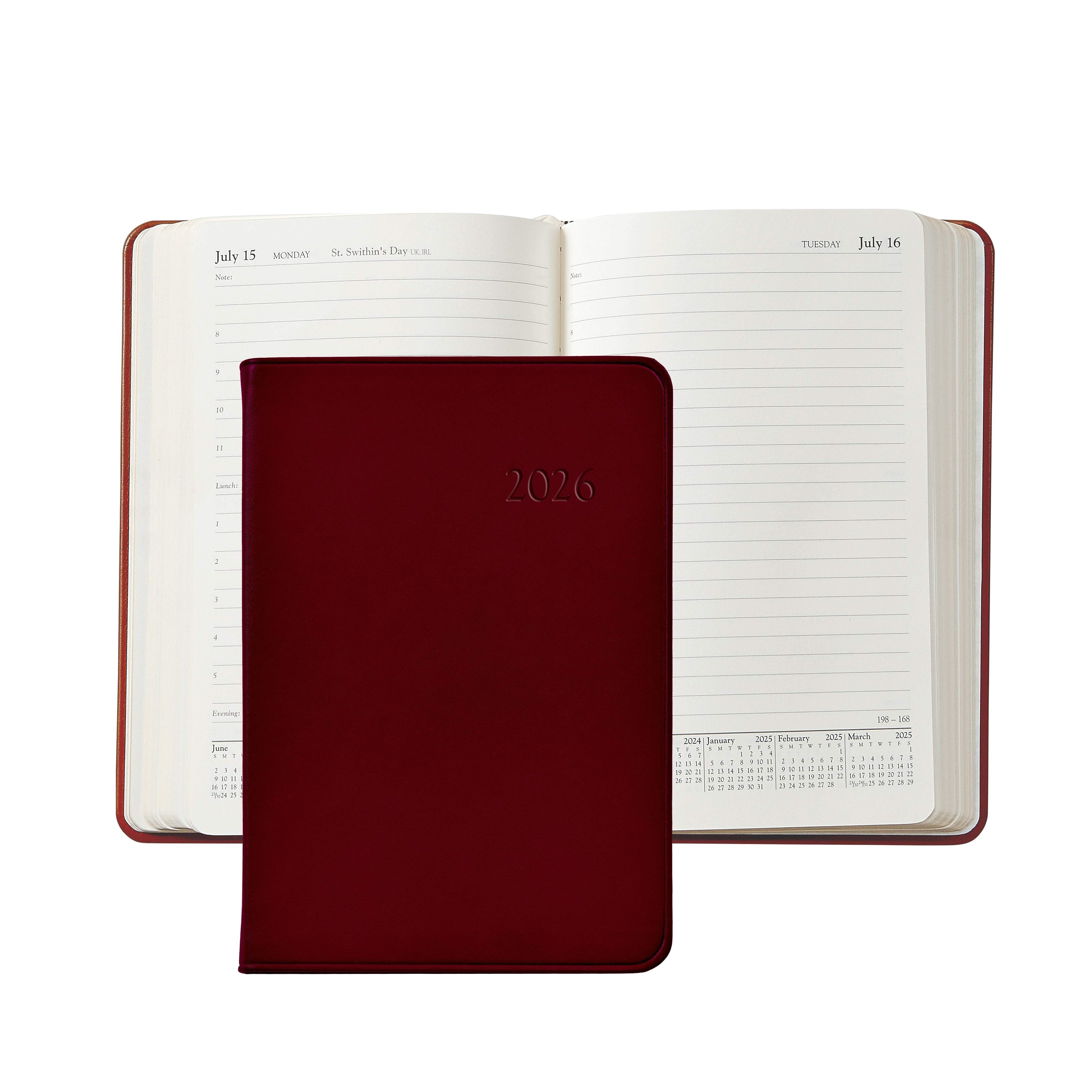 2026 Daily Journal in Bordeaux Traditional Leather