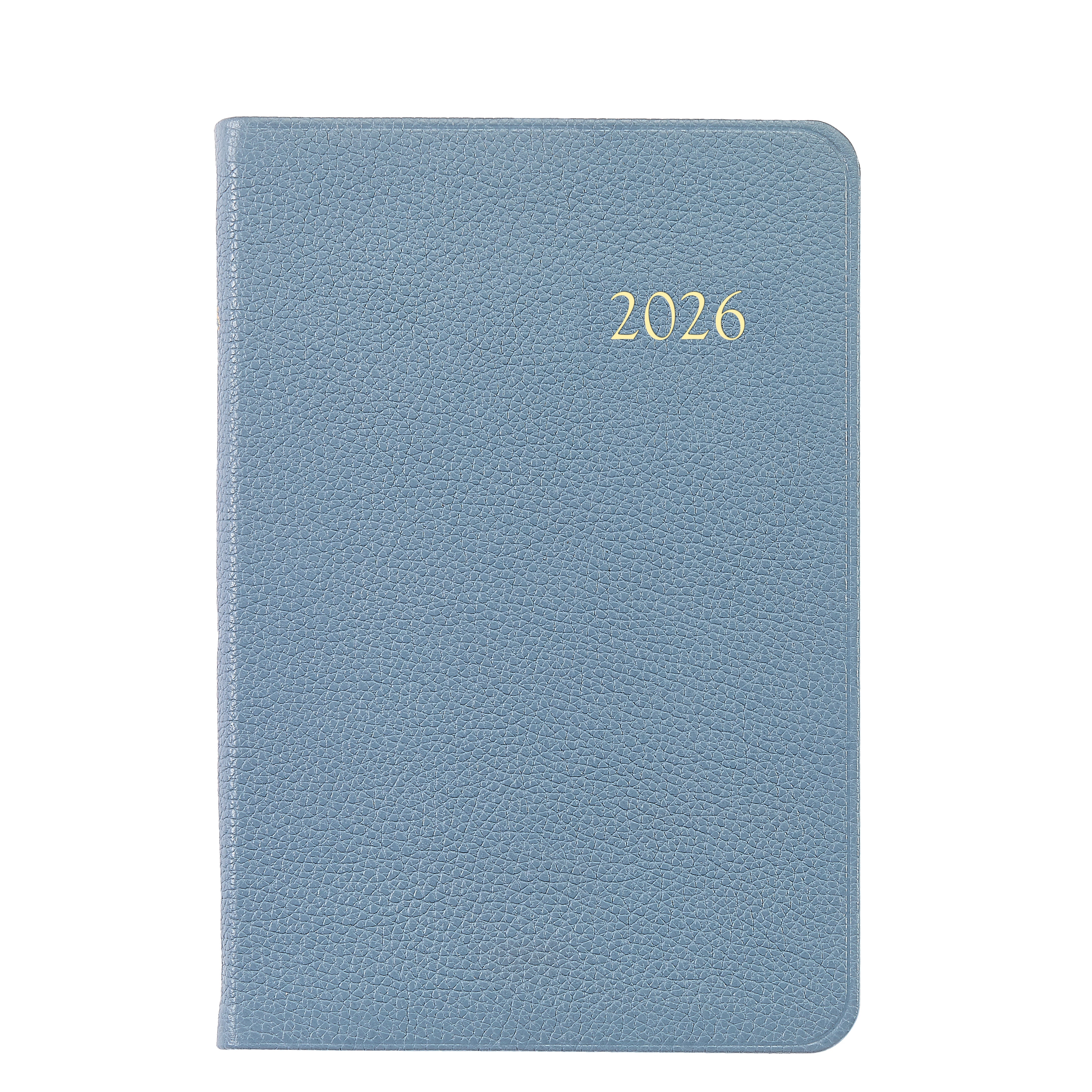 2026 Daily Journal in Blue Pebble Grain Leather