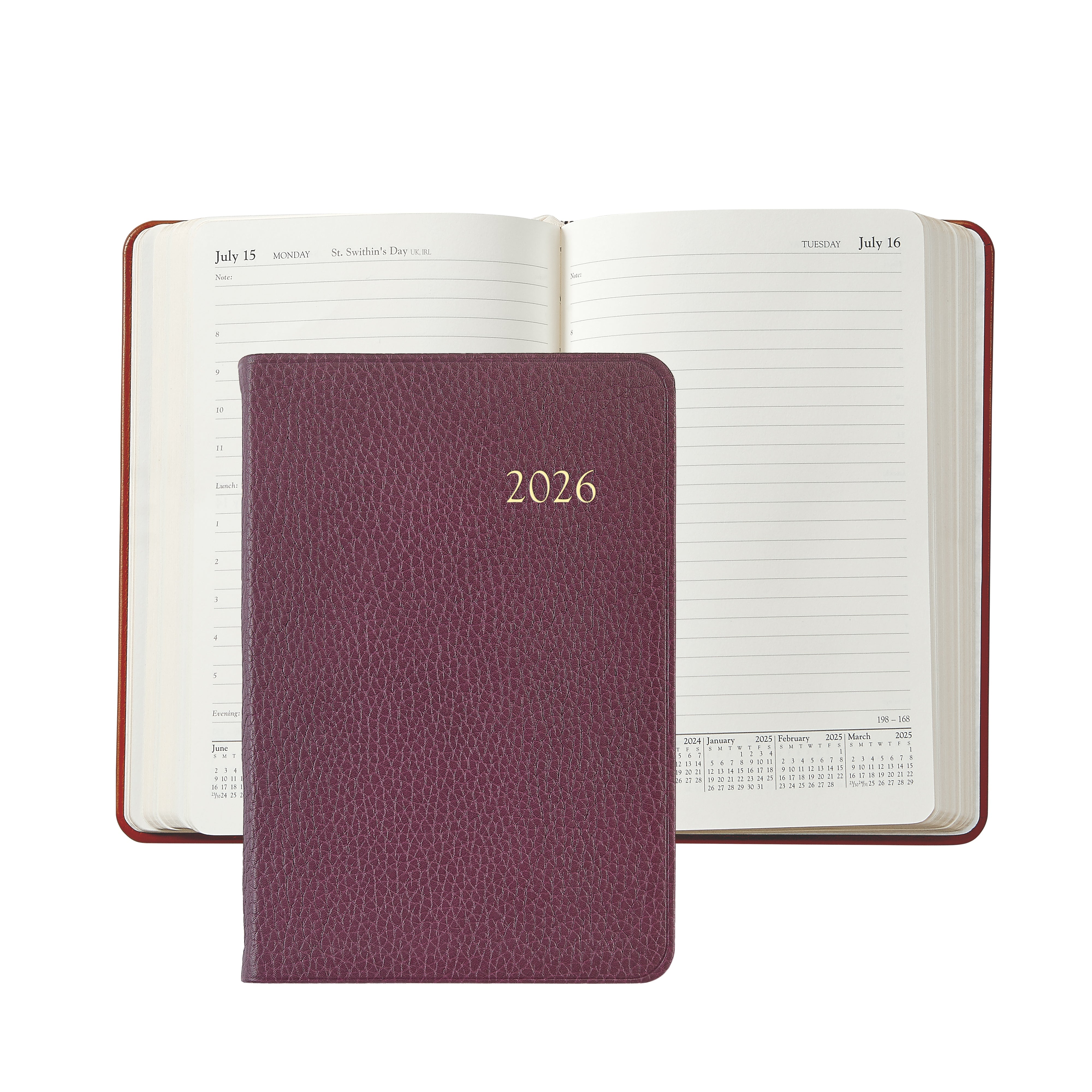2026 Daily Journal in Wine Pebble Grain Leather