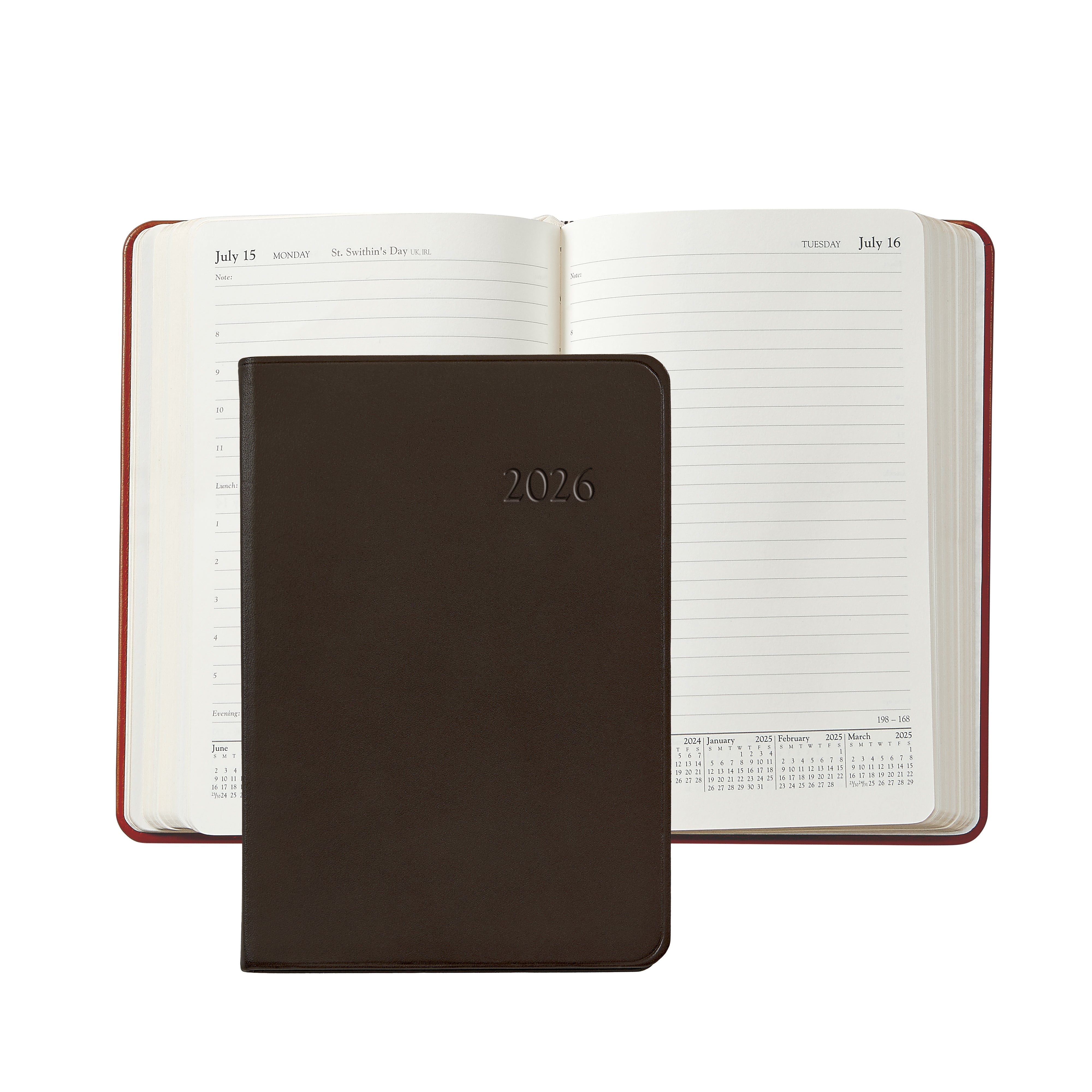 2026 Daily Journal in Brown Traditional Leather