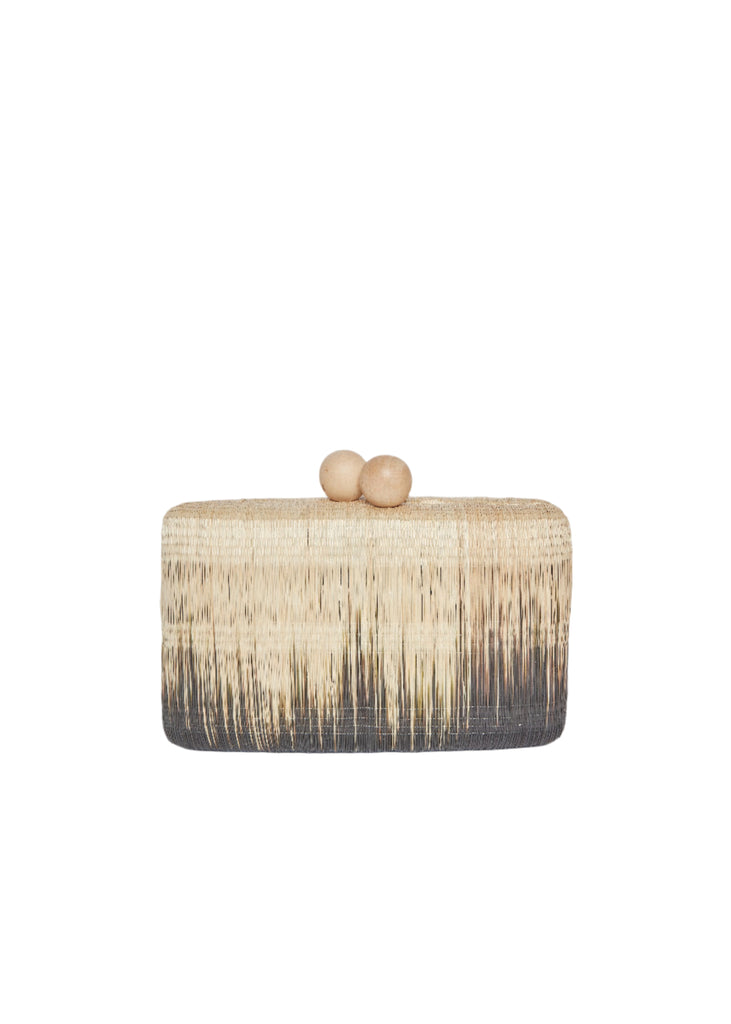 Akna Woven Ombre Straw Clutch Bag in Natural
