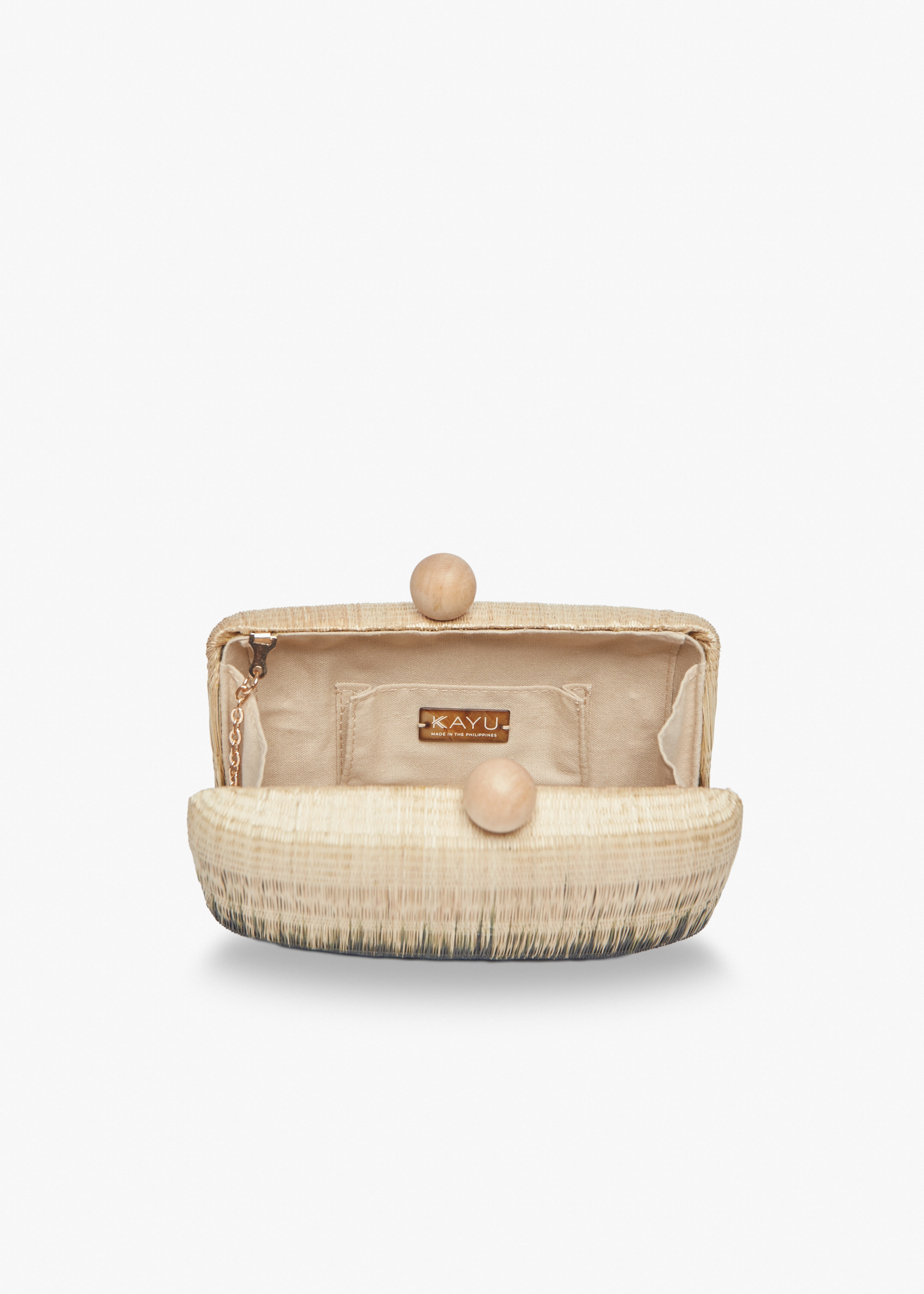 Akna Woven Ombre Straw Clutch Bag in Natural