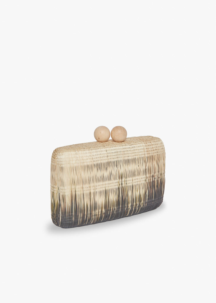 Akna Woven Ombre Straw Clutch Bag in Natural