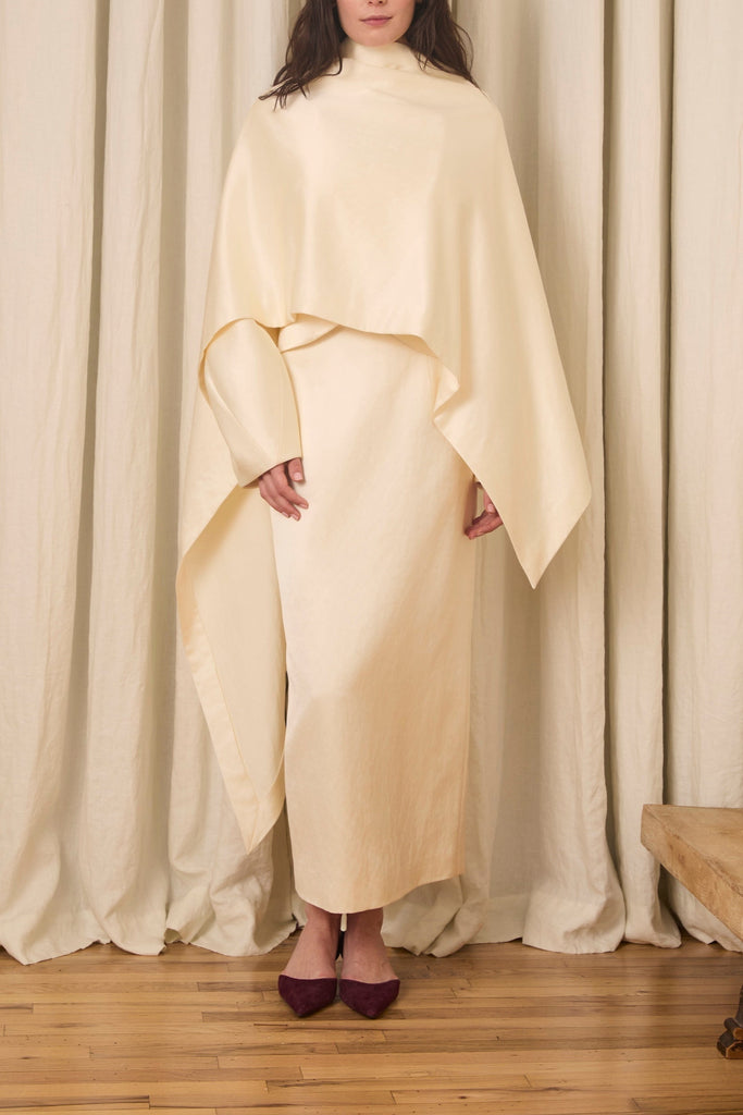 Amah Pencil Skirt in Fluid Satin