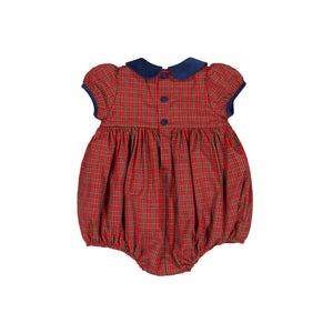 Angelica Red Tartan Short Sleeve Smocked Bubble