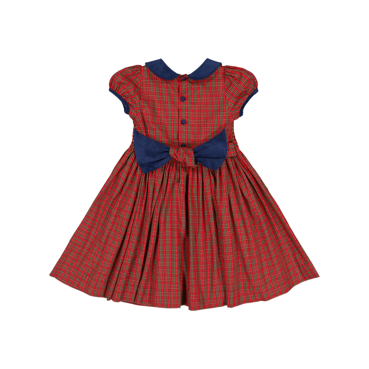 Angelica Red Tartan Short Sleeve Smocked Dress