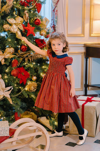 Angelica Red Tartan Short Sleeve Smocked Dress