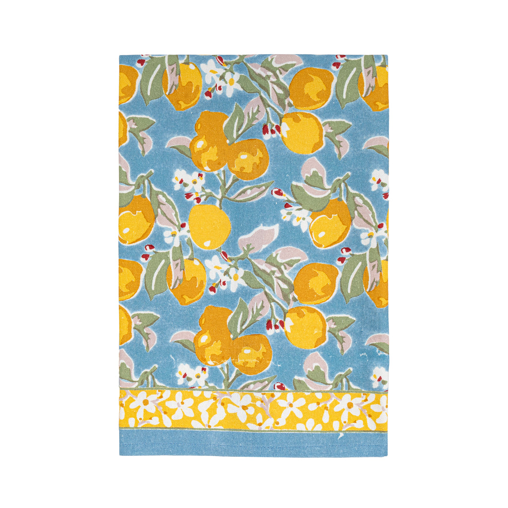 Citron Tea Towels in Bleu & Yellow, Set of 3