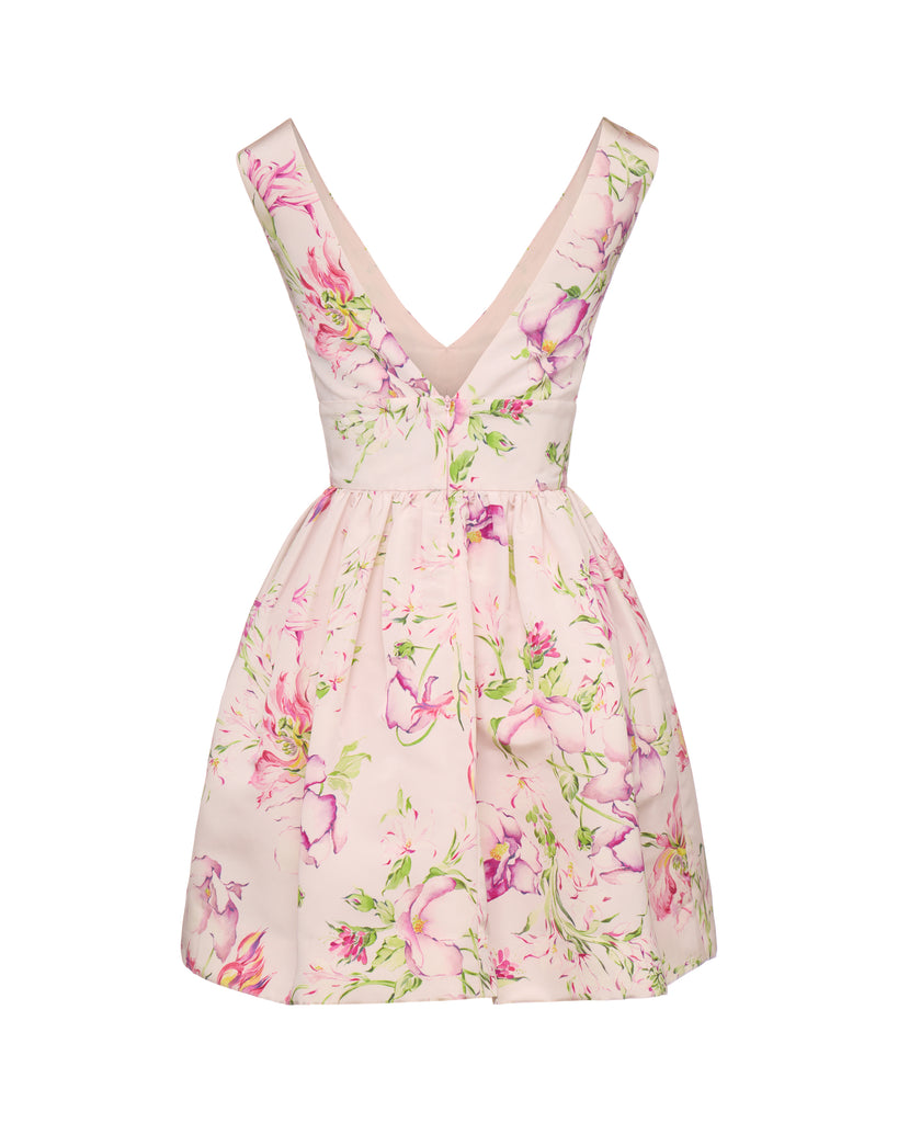 Celia Dress in Quartz Bloom Silk Faille