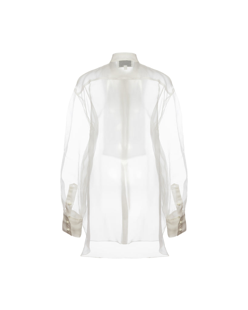 Gigi Tuxedo Shirt in White Organza
