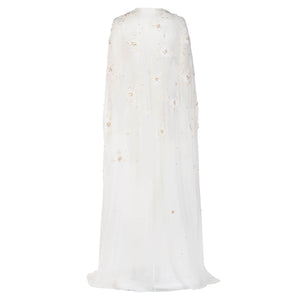 Anne Cape in Ivory with Wildflower Clusters