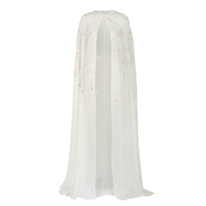 Anne Cape in Ivory with Wildflower Clusters