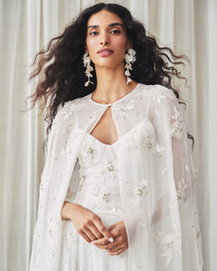 Anne Cape in Ivory with Wildflower Clusters