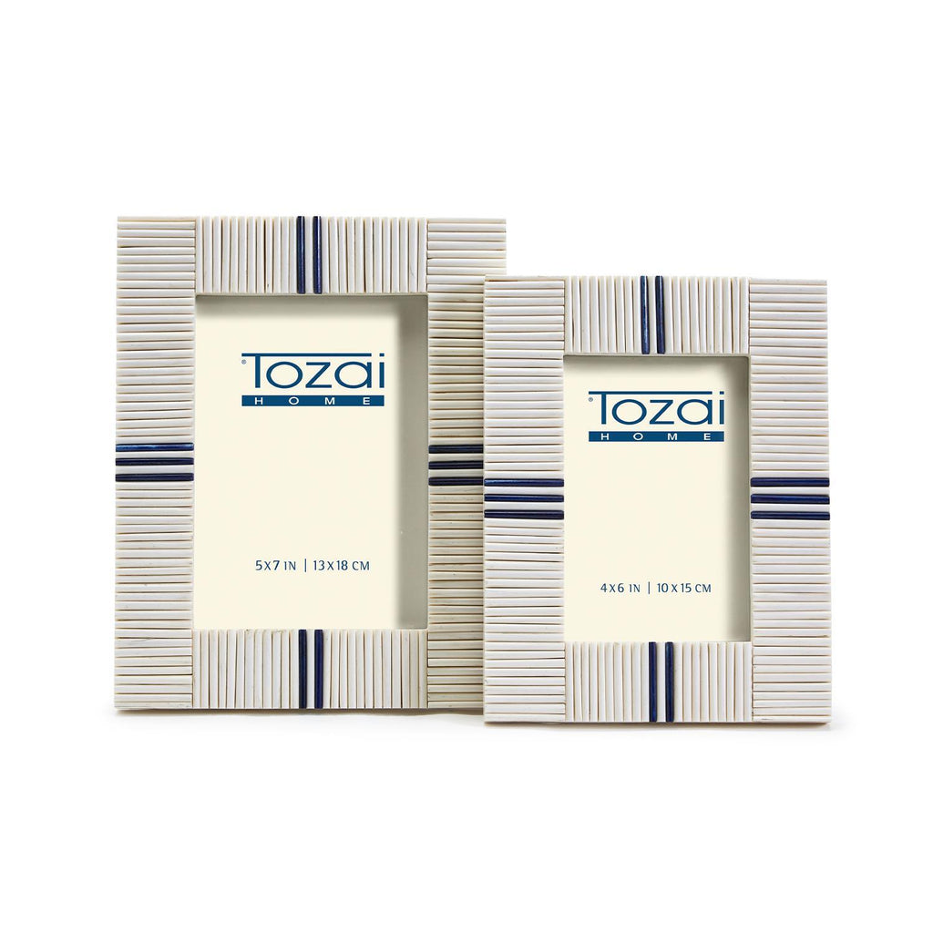 Stacks Photo Frame with Lapis Colored Inlay, Set of 2