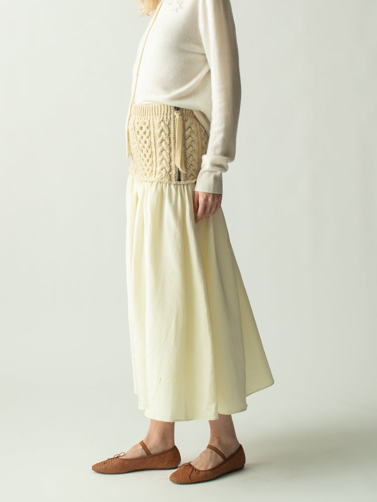 Mekas Knit Combo Drop Waist Skirt Skirt Lingua Franca Ivory XS