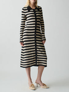 Morrissey Textured Stripe Dress Dress Lingua Franca Jet XS