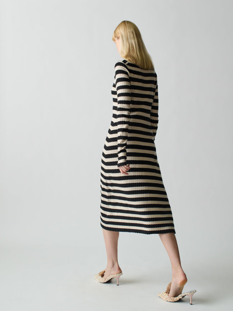 Morrissey Textured Stripe Dress Dress Lingua Franca