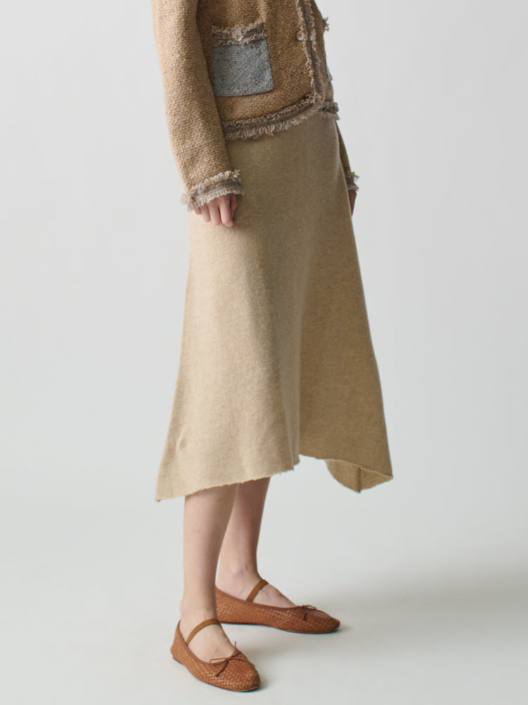 Brushed Wool A-Line Skirt Skirt Lingua Franca Linen XS
