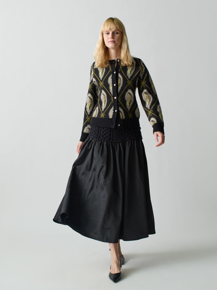 Mekas Knit Combo Drop Waist Skirt Skirt Lingua Franca Black XS