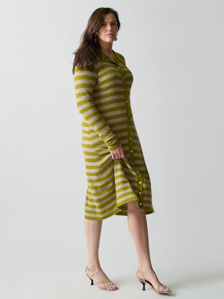 Morrissey Textured Stripe Dress Dress Lingua Franca