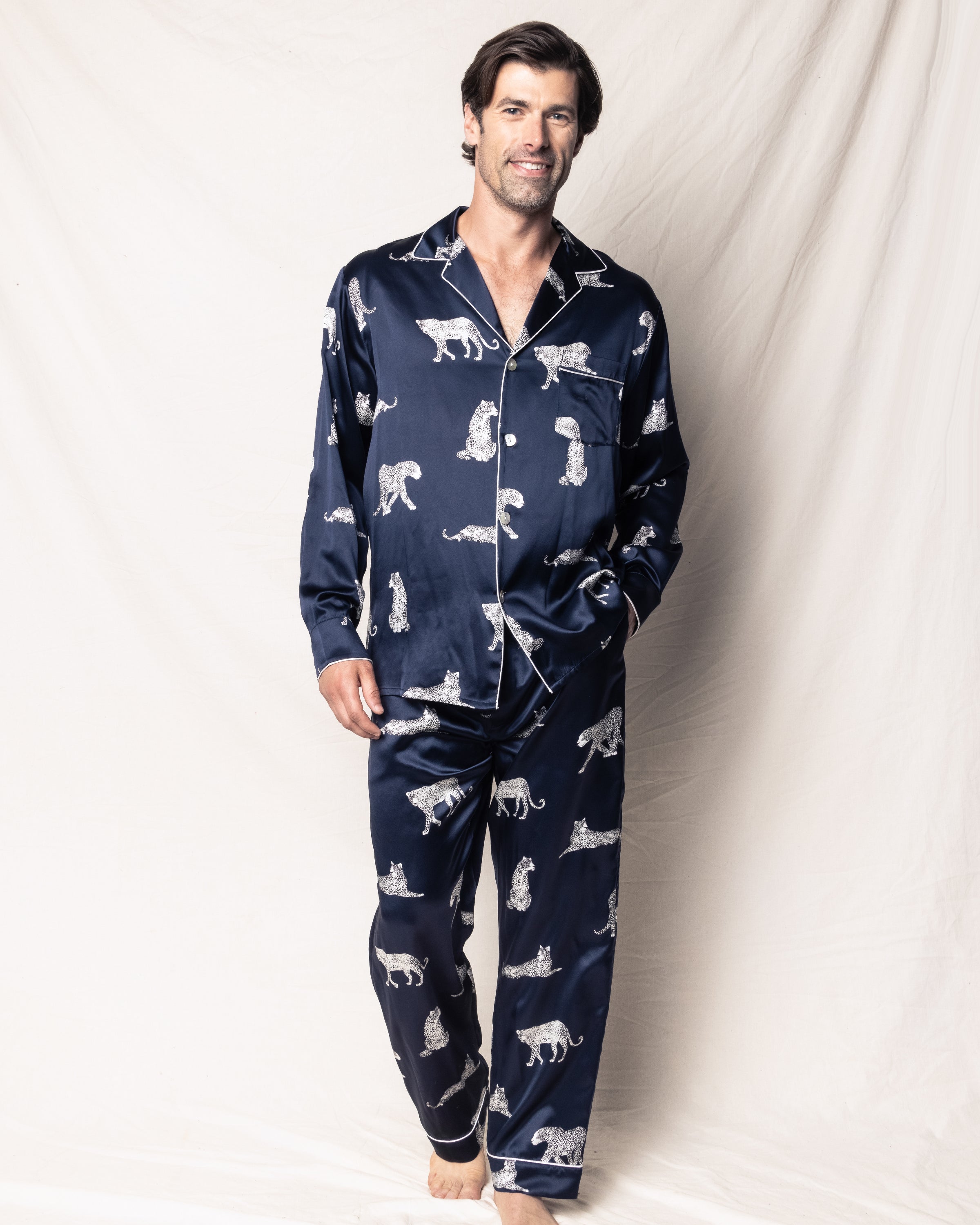 Men’s Silk Pajama Set in Panthère de Nuit