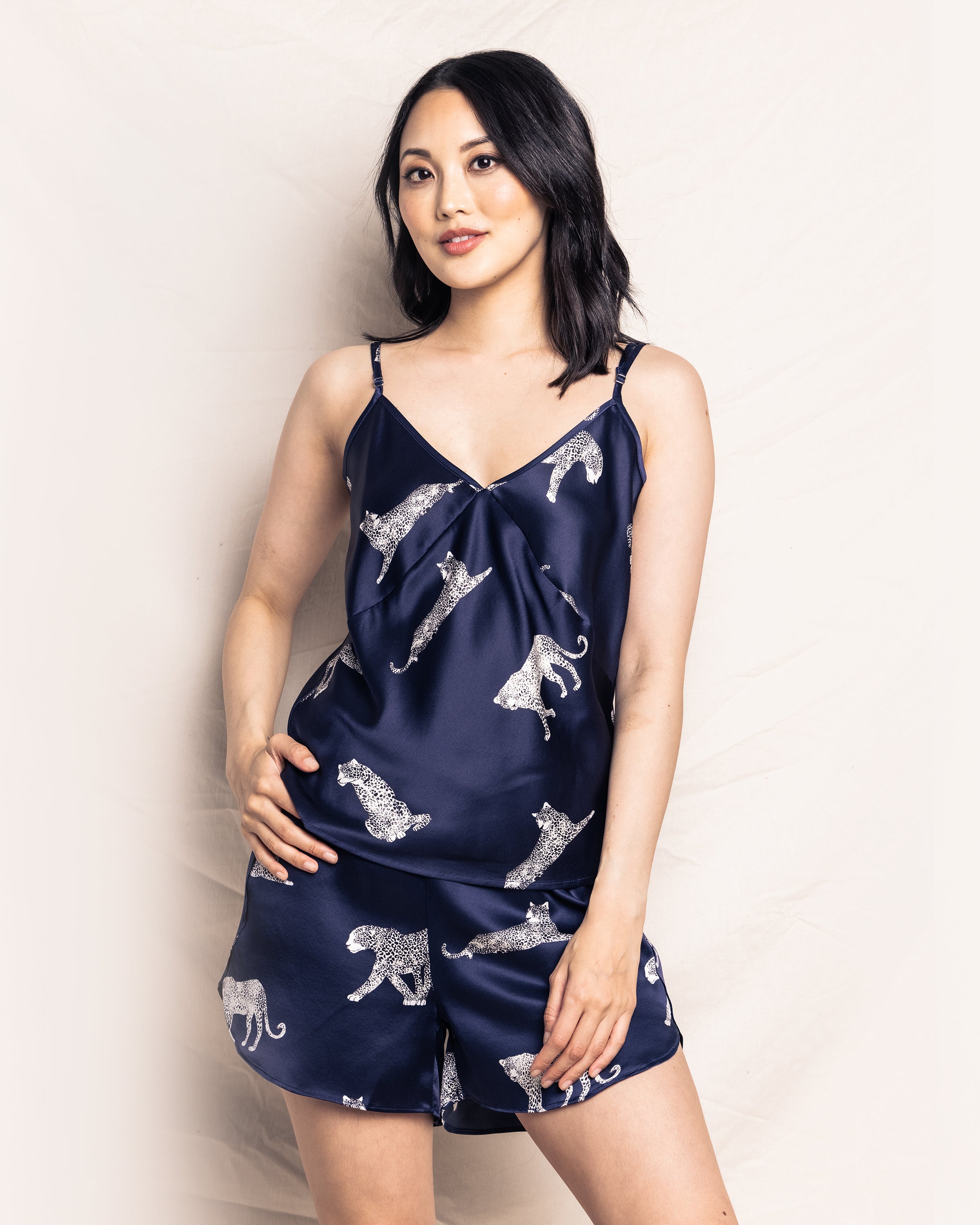 Women’s Silk Cami Short Set in Panthère de Nuit