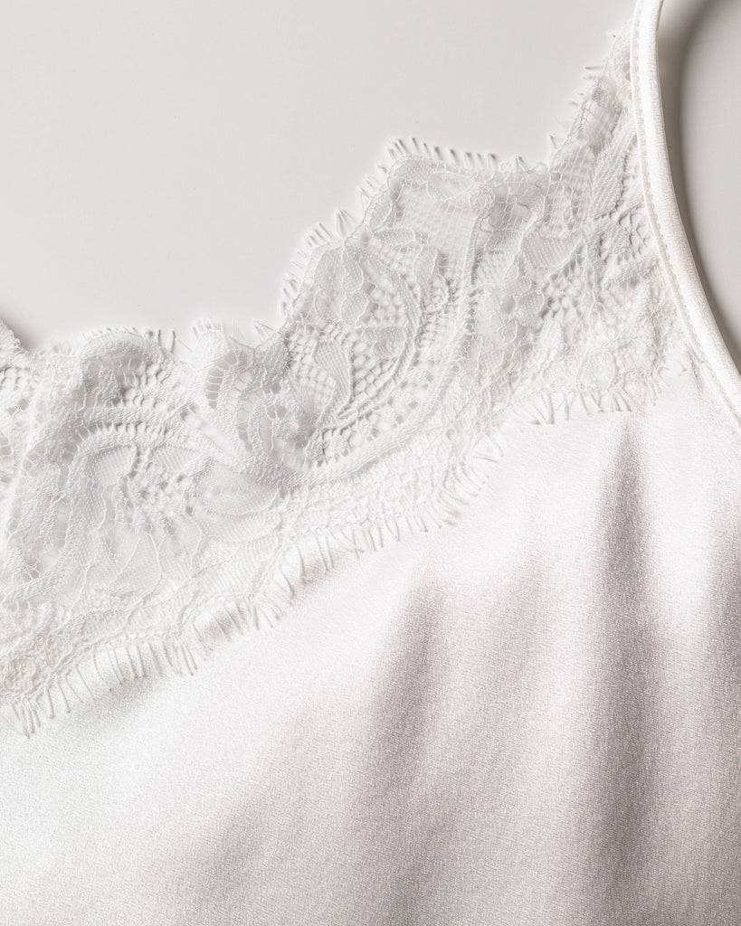 Women’s Silk Lace Slip Dress in White