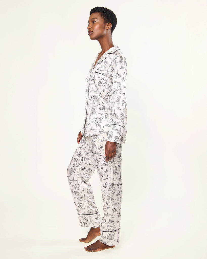 Women’s Silk Pajama Set in Parisian Toile