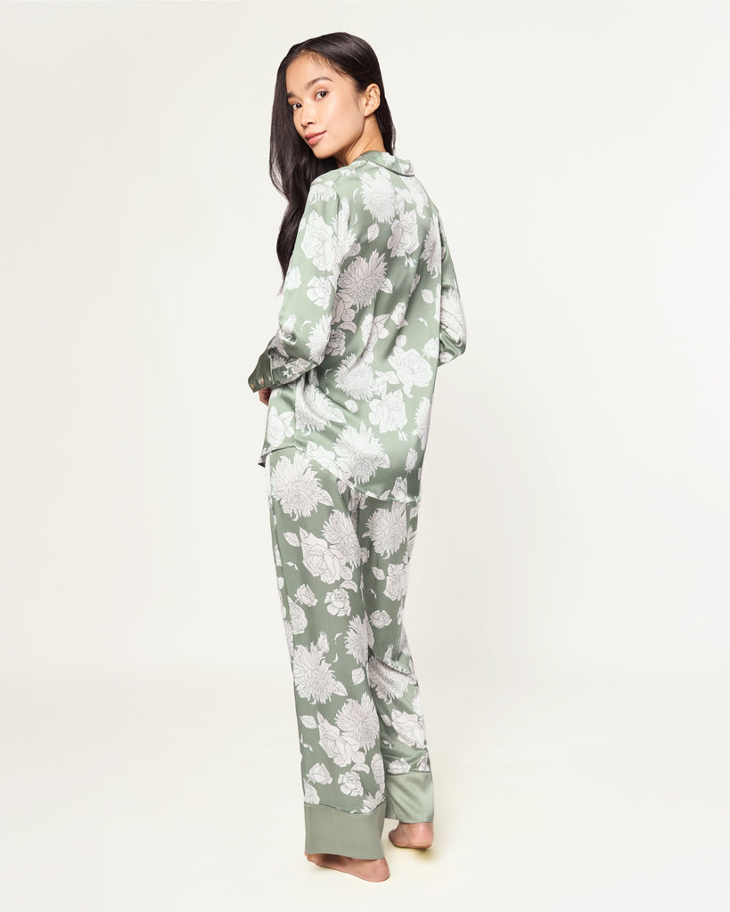 Women’s Silk Pajama Set in Sage Bloom