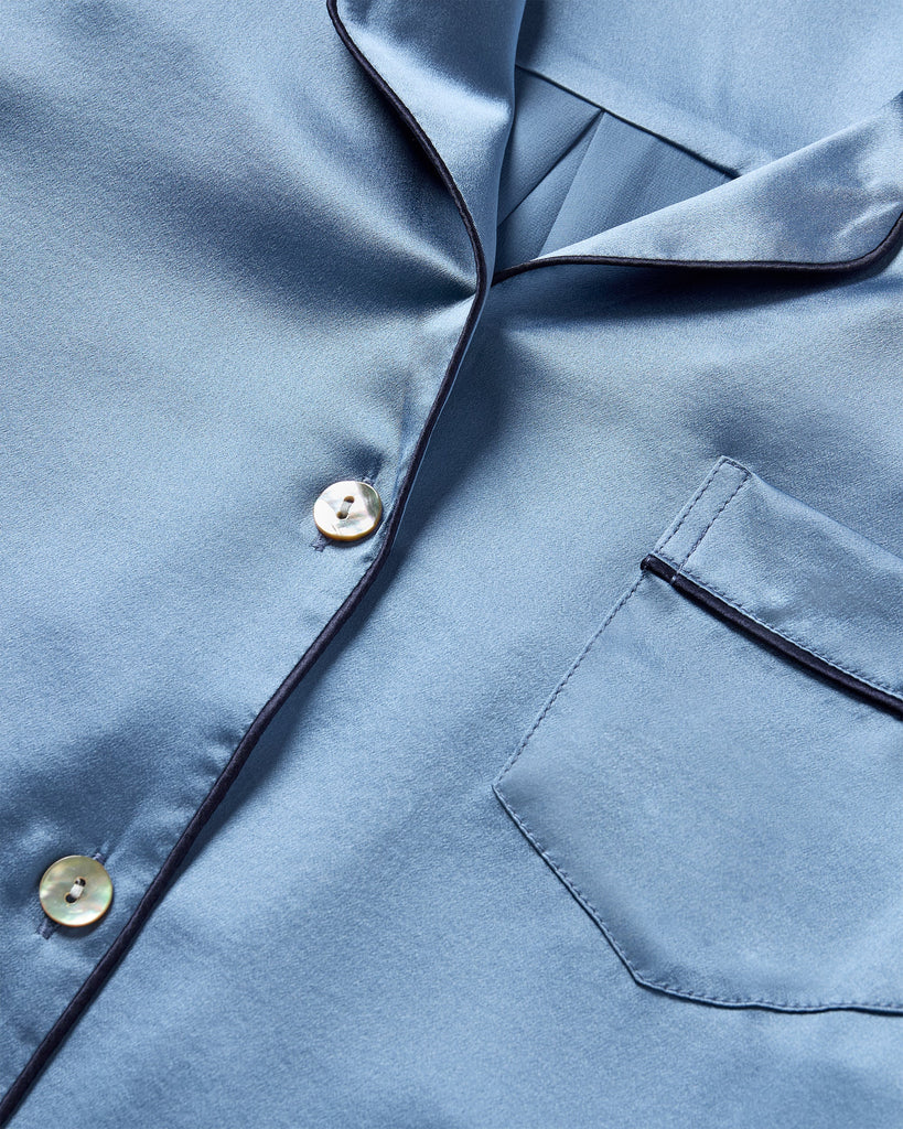 Women’s Silk Pajama Set in Mystique Blue