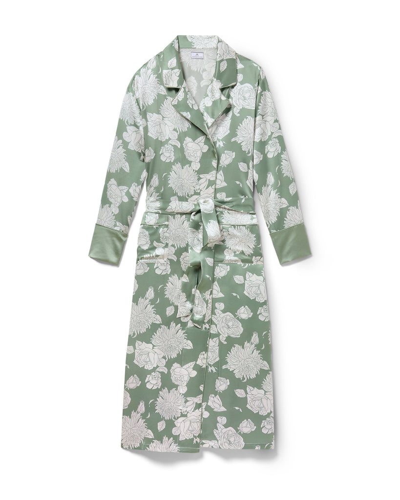 Women’s Silk Robe in Sage Bloom