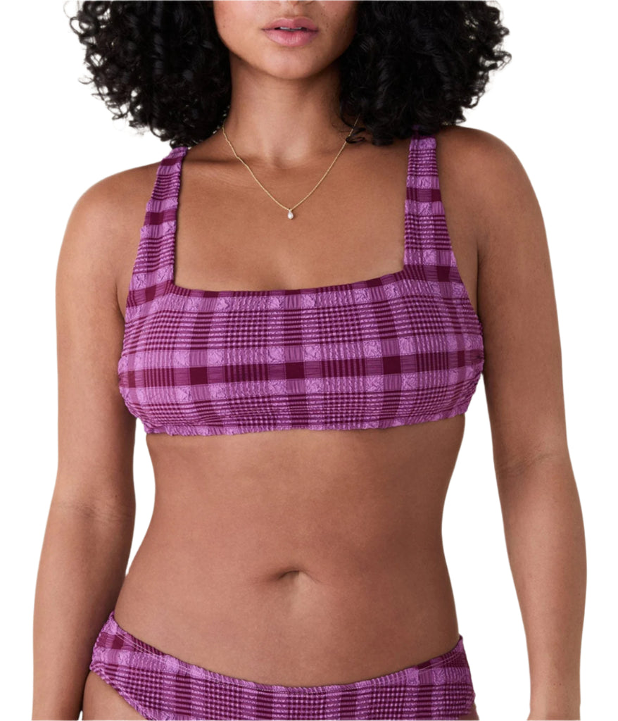The Rye Bikini Top in Crocus Plaid