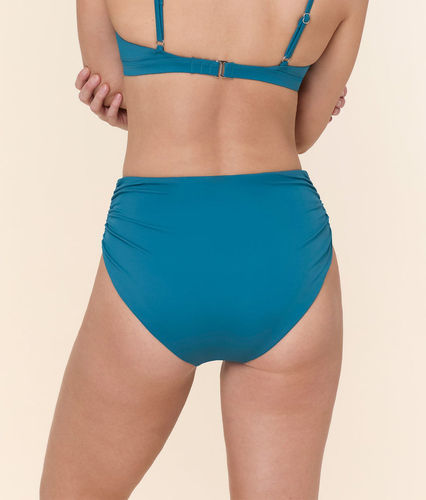 Back view of The Sicily Bikini Bottom - Eco Nylon - Ocean, featuring medium seat coverage and a sleek, seamless fit.