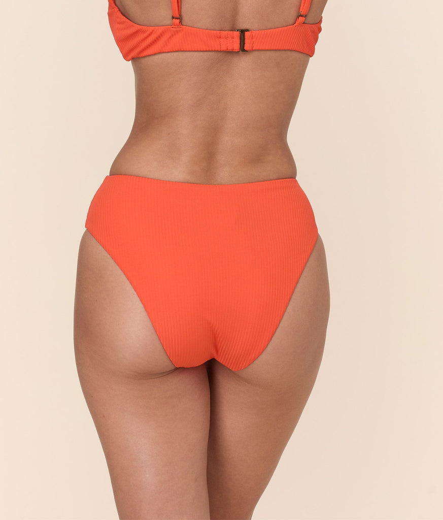 The 90s High Waist Bikini Bottom in Vermillion