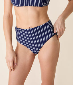The High Rise Bikini Bottom Textured Stripe in Nautical