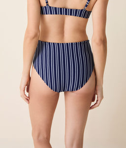 The High Rise Bikini Bottom Textured Stripe in Nautical