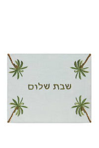 Tamar Challah Cover, Shabbat Shalom in Powder Blue