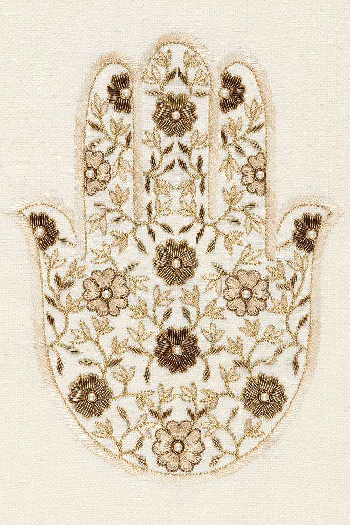 Dinah Challah Cover, Shabbat Shalom in Ivory