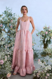 The Avery Dress in Light Pink Windsor Brocade