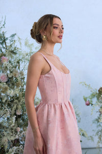 The Avery Dress in Light Pink Windsor Brocade