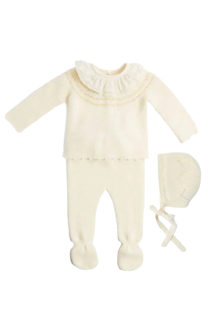 Knitted Celebration Set in Off-White (1-12mths) Knitted Sets from Pepa London