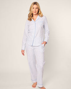 Women’s Twill Pajama Set in Bluehearts